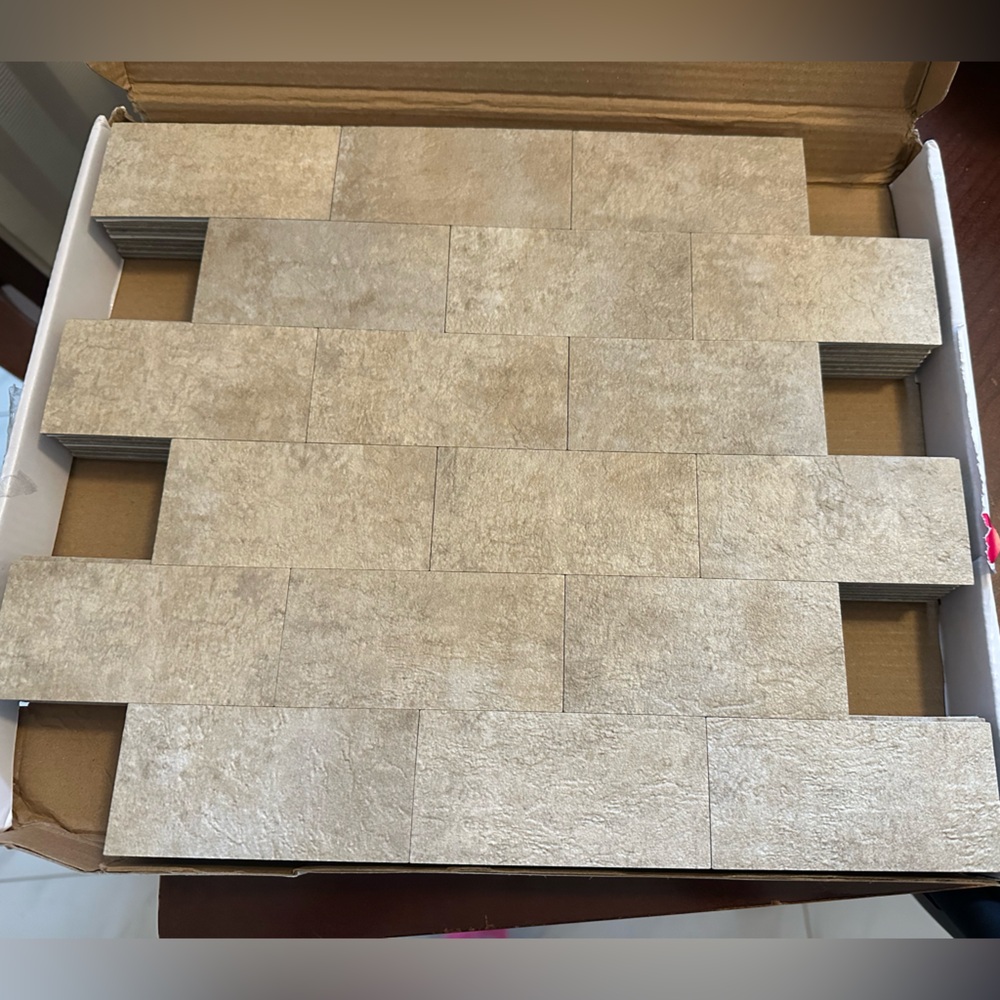 Beige Textured Peel & Stick Wall Tiles